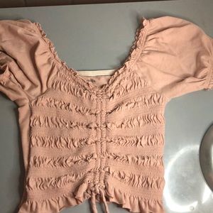 cinched, puff-sleeve, crop top
